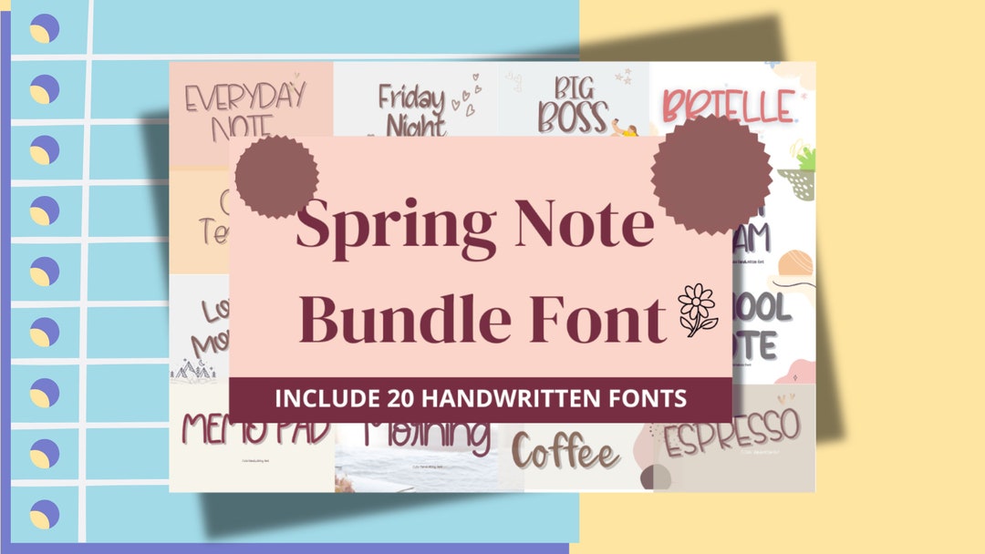 Spring Note Font Bundle Instant Digital Download procreate Prints ...