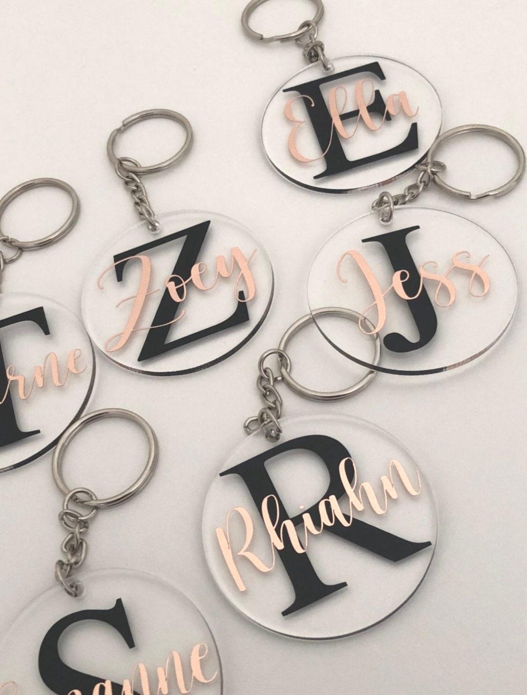 Personalized Initial Acrylic Keychain: Custom Name Keyring, Party ...