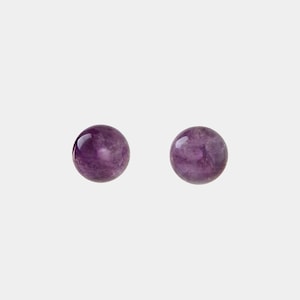 Boucles D'oreilles Puces En Argent 925 Rhodié Avec Améthyste Naturelle - Bijouxia - Neuf