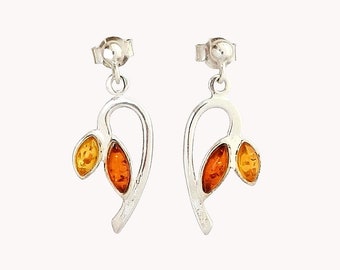 Amber earrings on silver