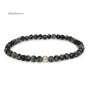 Damenarmband aus echtem Obsidianstein