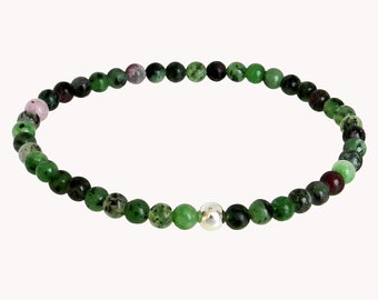 Women's real ruby zoisite stone bracelet