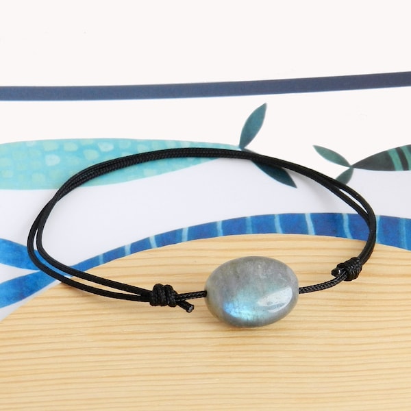 Bracelet cordon adulte avec pierre naturelle Labradorite