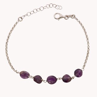 Bracciale Regolabile In Pietra Naturale Ametista Lilla Con Ciondolo Femminista In Argento Sterling 925 – Gioiello Artigianale