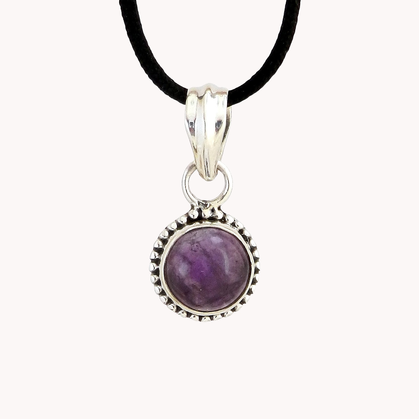 Pendentif En Argent Sterling 925 Avec Améthyste Naturelle De 20,55 Ct – Certifié AGSL, Pierre Violette, Fait Main