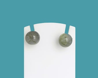 Earrings Labradorite stone balls on silver