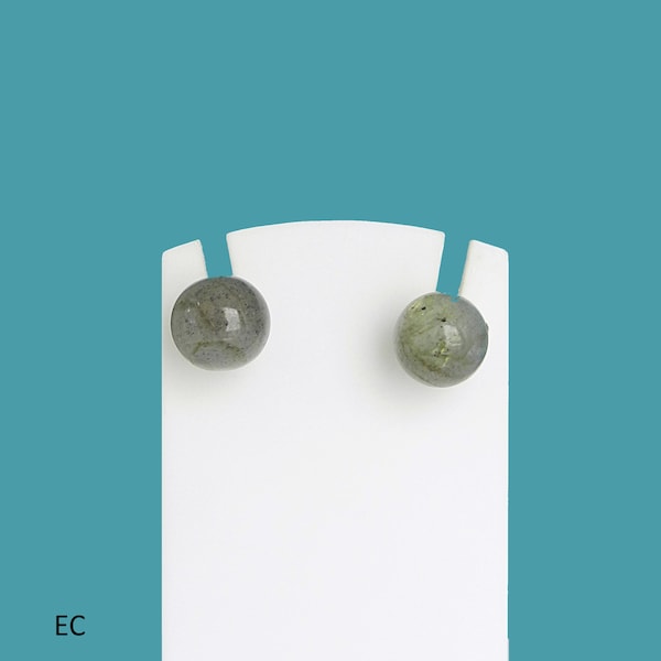 Boucles d'oreille boules en pierre Labradorite sur argent