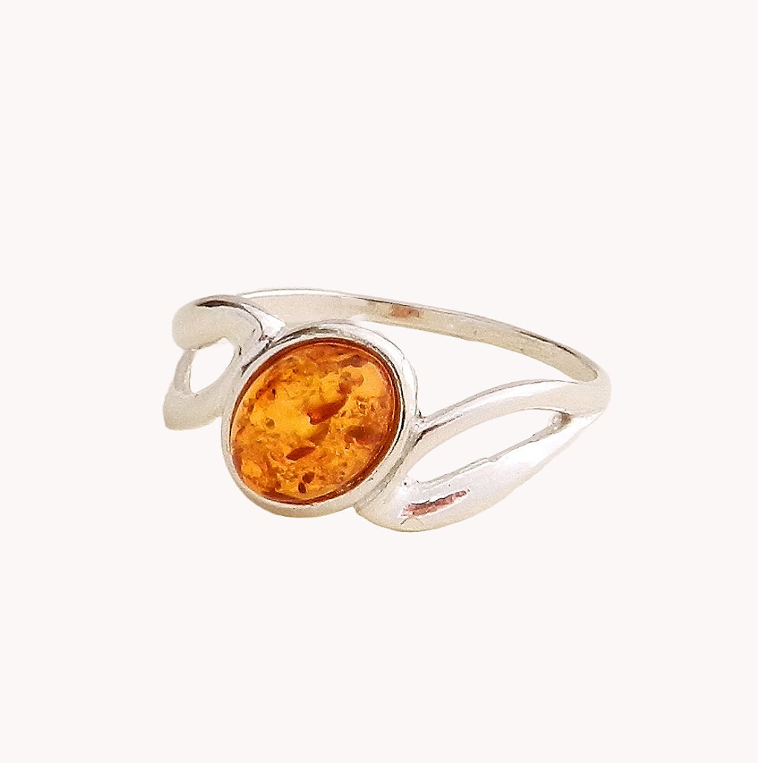 Silver and Real Amber Ring India