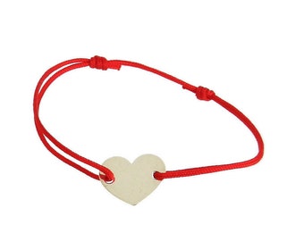 Bracelet cordon bébé-enfant réglable avec cœur en argent