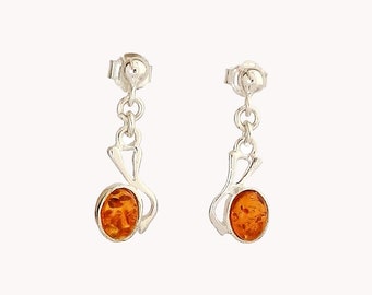 Amber earrings on silver