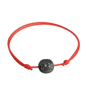 Bracelet cord man lion's head in natural stone Hematite