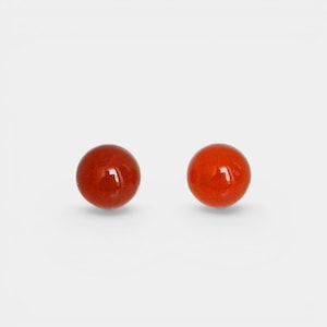 Carnelian stone ball earrings on silver