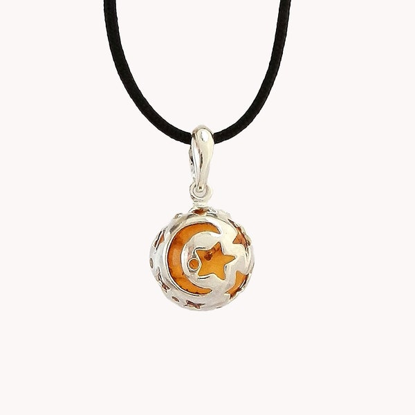 Pendentif étoiles en ambre et argent