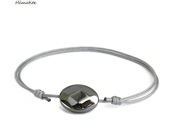 Women's cord bracelet with natural stone Hematite