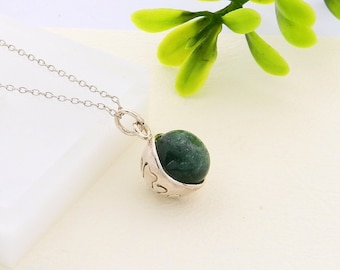 Silver necklace with natural stone Blue Agate