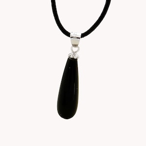 Obsidian natural stone pendant on silver