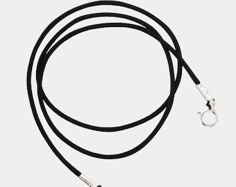 Collier cordon noir en nylon longueur au choix fermoir en argent