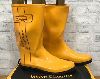 VEUVE CLICQUOT  Yellow Wellington Wellies Boots Gumboots Size 9/ 10 uk  EU size 44/45 us size 11 Unisex