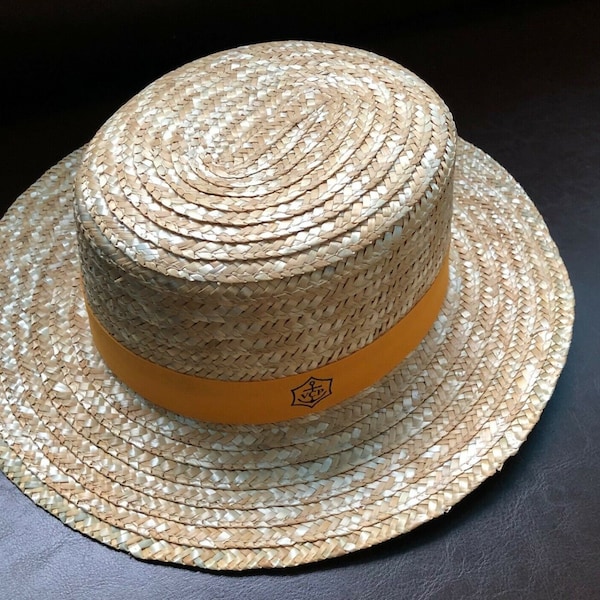 Veuve Clicquot Champagne PANAMA Style STRAW BOATER Hat One Size Approx 58 cms