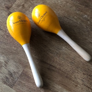 Veuve Clicquot Champagne Wooden Maracas Set of 2 Brand New