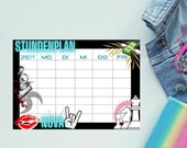 Timetable Neon with name, personalized, back-to-school gift, enrolment, 6 hours, table, organizer, schoolchild, icons