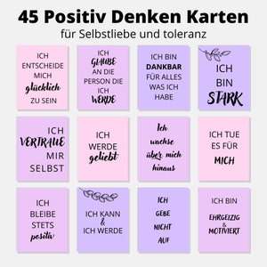 45 Zuspruch Karten, Digital, sofort Download, A4, zum ausschneiden, positiv Denken, für Selbstliebe und Toleranz, Visionboards, Meditation
