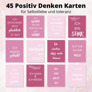 45 kart zachęty, stare różowe, cyfrowe, natychmiastowe pobieranie, A4, do wycięcia, pozytywne myślenie, miłość własna i tolerancja, tablice wizji
