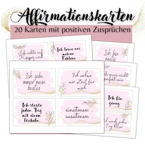 20 Zuspruch Karten, Digital, sofort Download, A4, zum ausschneiden, positiv Denken, für Selbstliebe und Toleranz, Visionboards, Meditation