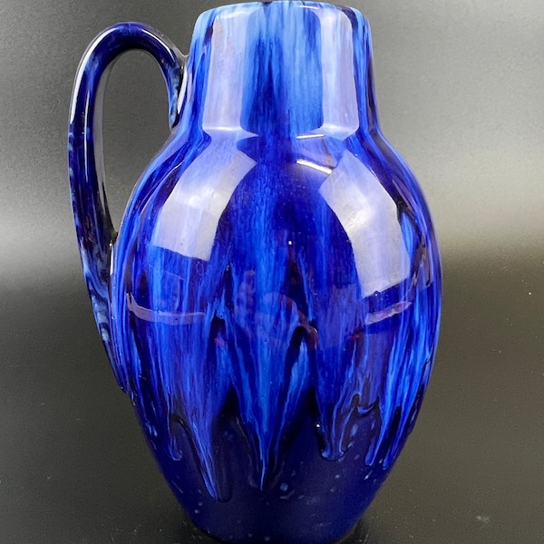 Fat Lava Design Scheurich Keramik Krug Nr. 414 - 16 Vase blau 70er Jahre WGP Western Germany Henkelkrug Midcentury