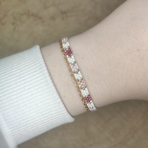 Fine bracelet in Miyuki beads and stainless steel chain / adjustable / handmade