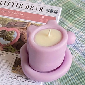Cup of Tea Candle | Dessert Pillar Candles | Soy & Beeswax Candles