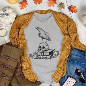 The Raven Tee, Nevermore shirt, Poe tshirt, Halloween T-Shirt, Gift tee for her, Gift for him, Halloween for her, Edgar Allan Poe Shirt