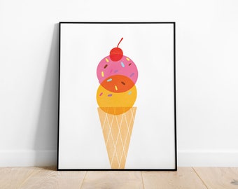 Ice Cream Poster | PRINTABLE Art for kids bedroom and nursery, Kids Gift, Cute Decor, Ice Cream