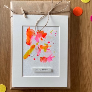 Mini-Kunstwerk – Unikat - Karte als Passepartout (12,5 x 12,5 cm) - personalisierbar mit Schriftzug