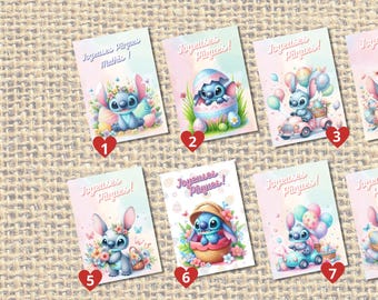 Biglietto di auguri di Pasqua, biglietto con nome ricamato personalizzabile, biglietto con tema ricamato di Pasqua