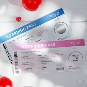 Carte annonce grossesse - carte à gratter - Billet d'avion message
