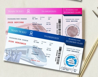 Pregnancy announcement card - scratch card - Message train ticket