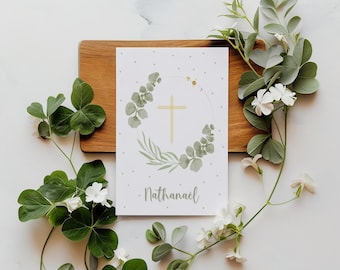 Baptism card – A6 format – personalized first name card.