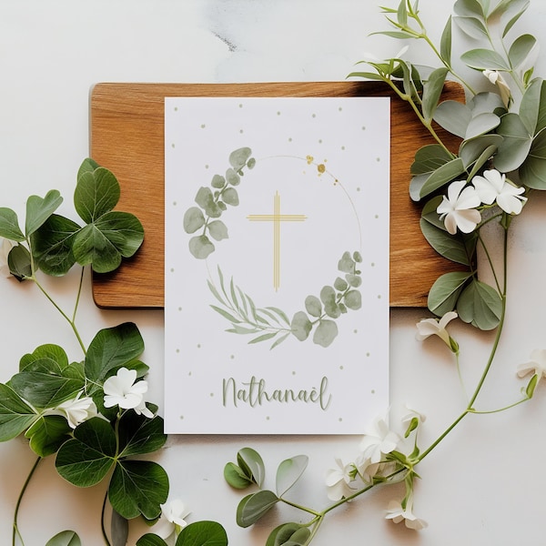 Baptism card – A6 format – personalized first name card.