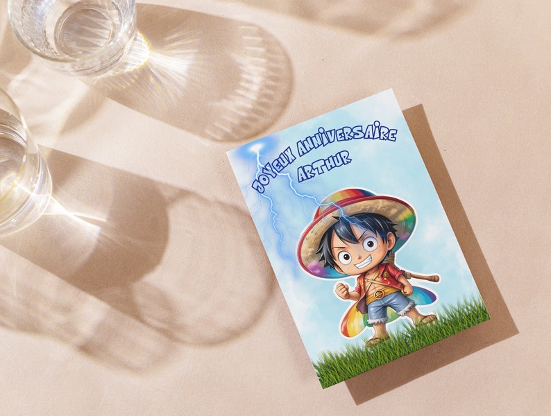 Carte anniversaire personnalisée , carte thème one piece, luffy, image 5