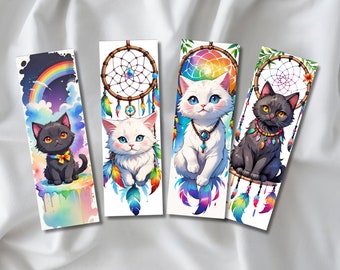 Dream catcher bookmark, cat bookmark and dream catcher - set of 4 bookmarks