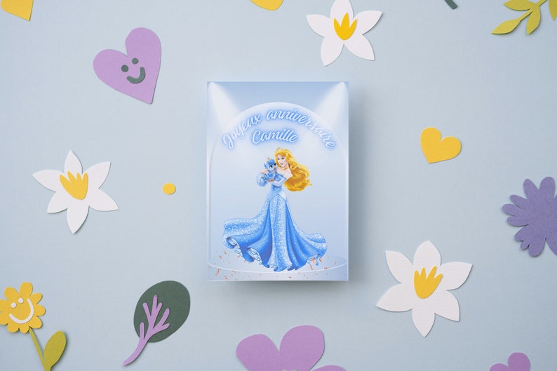 Carte joyeux anniversaire, carte prénom personnalisable, carte thème princesse, Bonne fête... image 4
