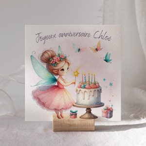 Carte joyeux anniversaire, carte prénom personnalisable petite fée, carte thème féérie image 6