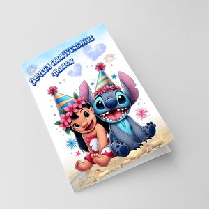 Carte anniversaire stitch - carte thème stitch - joyeux anniversaire - bonne fête - image 3