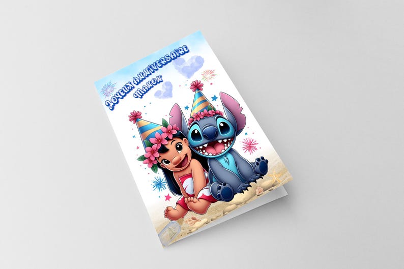 Carte anniversaire stitch - carte thème stitch - joyeux anniversaire - bonne fête - image 3