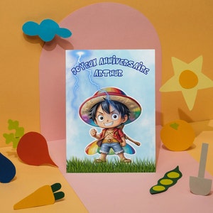 Carte anniversaire personnalisée , carte thème one piece, luffy, image 4