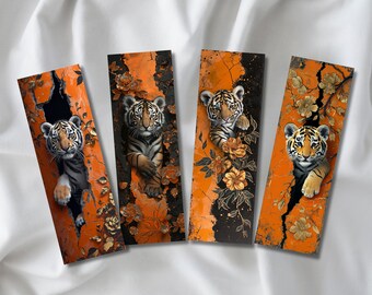 Tiger bookmark - 3D tiger bookmark -lot 4 tiger bookmark