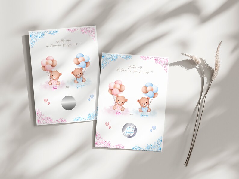Carte à gratter fille ou garçon - carte à gratter annonce sexe bébé 画像 4
