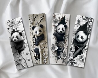 Marque-page panda - signet panda 3D -lot 4 marque page