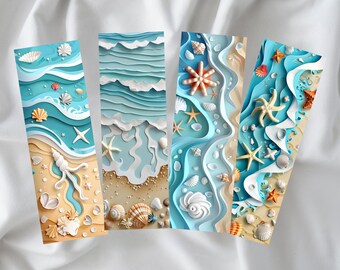 Marque-page, signet plage et coquillages